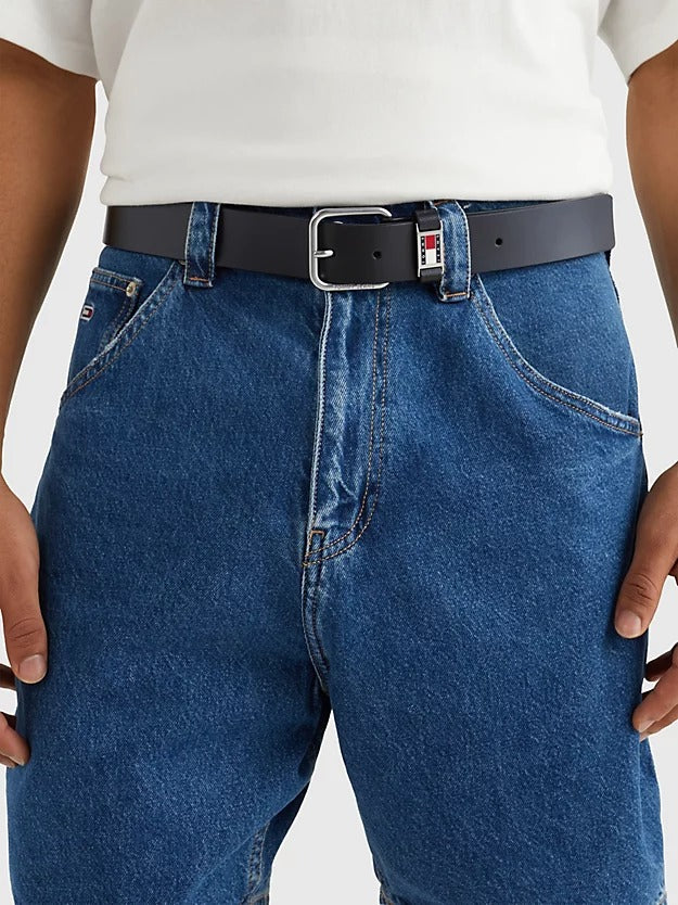 Scanton Enamel Badge Keeper Leather Belt in Black-belts-Heroes