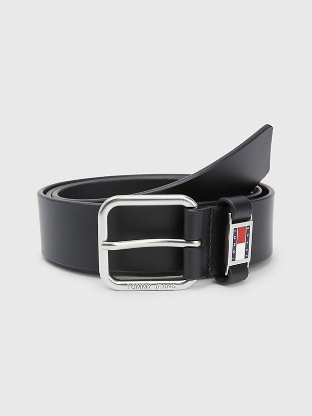 Scanton Enamel Badge Keeper Leather Belt in Black-belts-Heroes