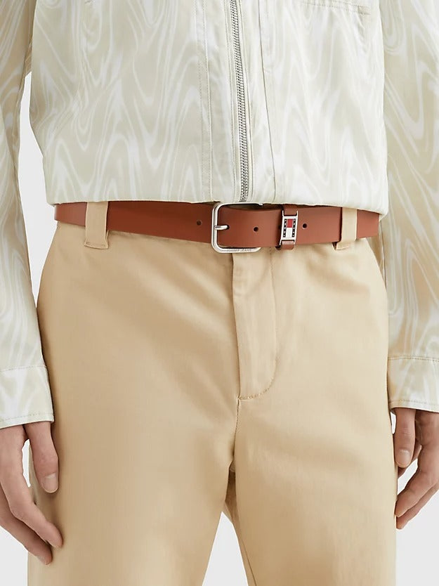 Scanton Enamel Badge Keeper Leather Belt in Cognac-belts-Heroes