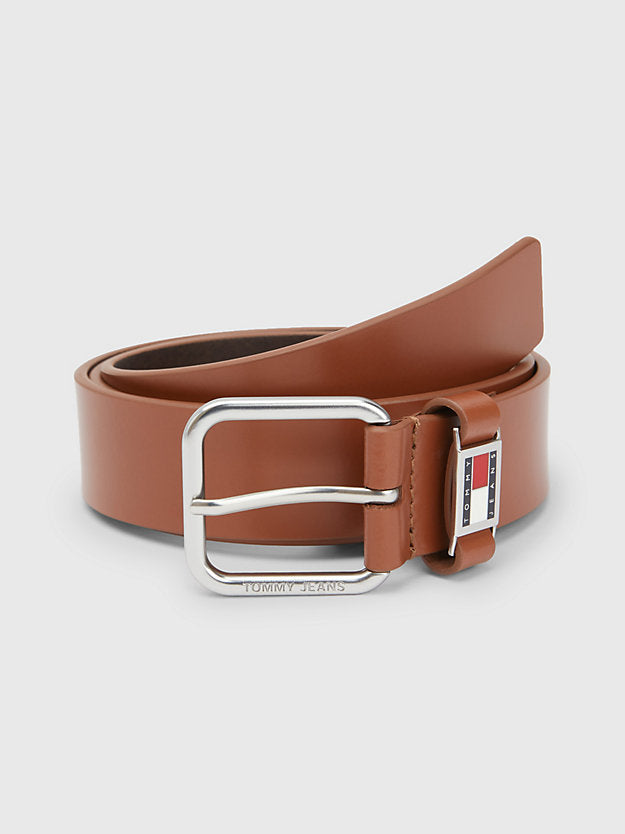 Scanton Enamel Badge Keeper Leather Belt in Cognac-belts-Heroes