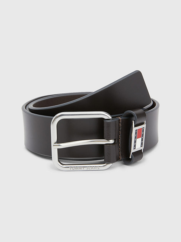 Scanton Enamel Badge Keeper Leather Belt in Dark Brown-belts-Heroes