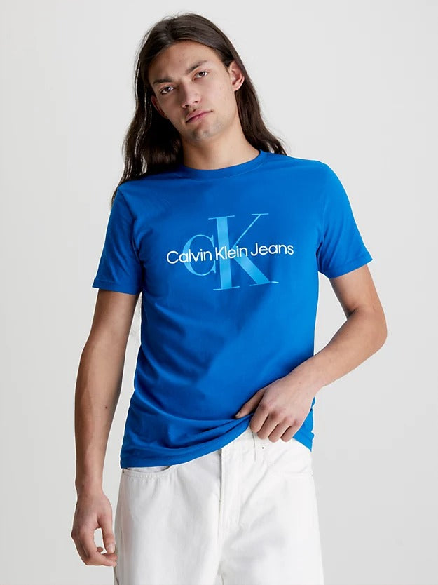Slim Organic Cotton Logo T-Shirt in Tarps Blue-t shirts-Heroes