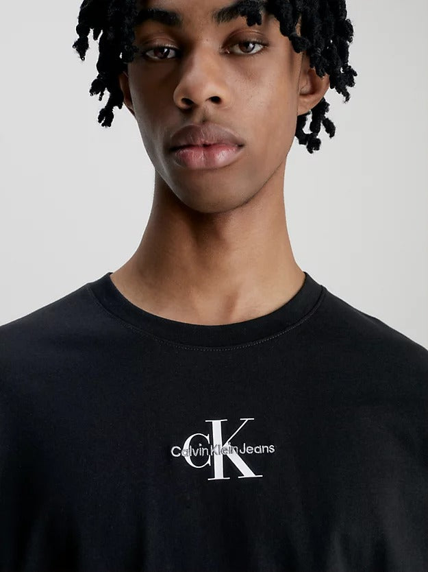 Organic Cotton Monogram T-Shirt in Black-t shirts-Heroes