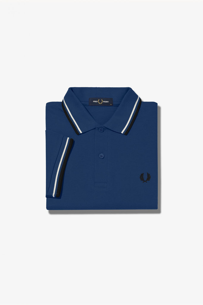 Twin Tipped Fred Perry Shirt in Shaded Cobalt / Snow White / Black-polo-Heroes