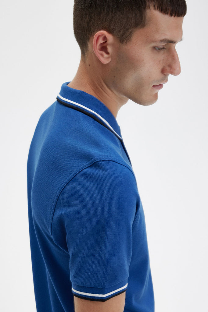 Twin Tipped Fred Perry Shirt in Shaded Cobalt / Snow White / Black-polo-Heroes