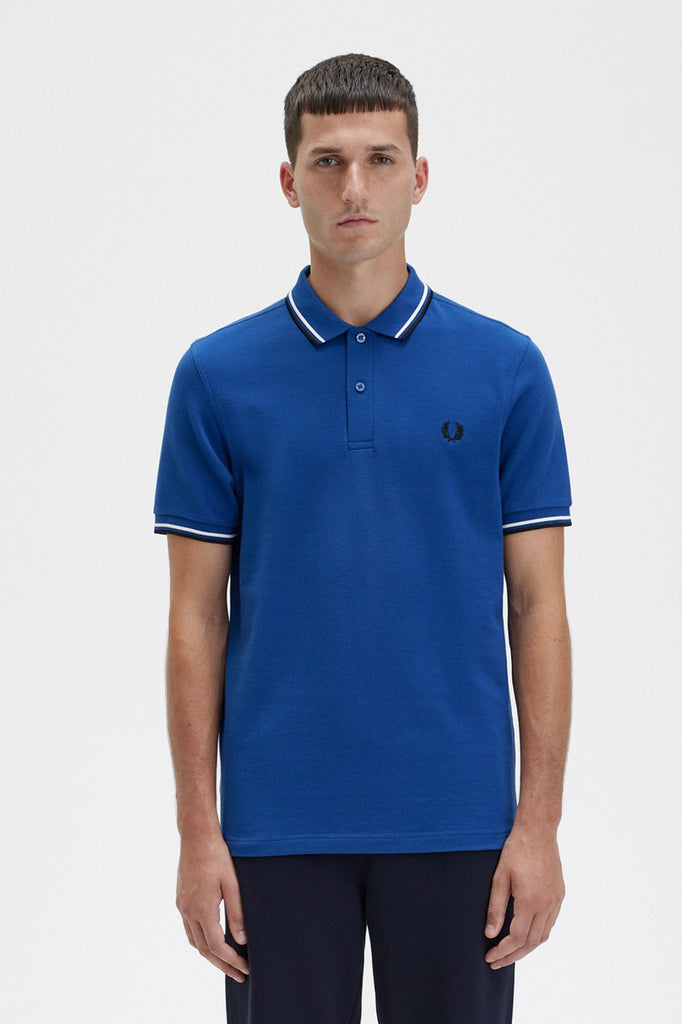 Twin Tipped Fred Perry Shirt in Shaded Cobalt / Snow White / Black-polo-Heroes
