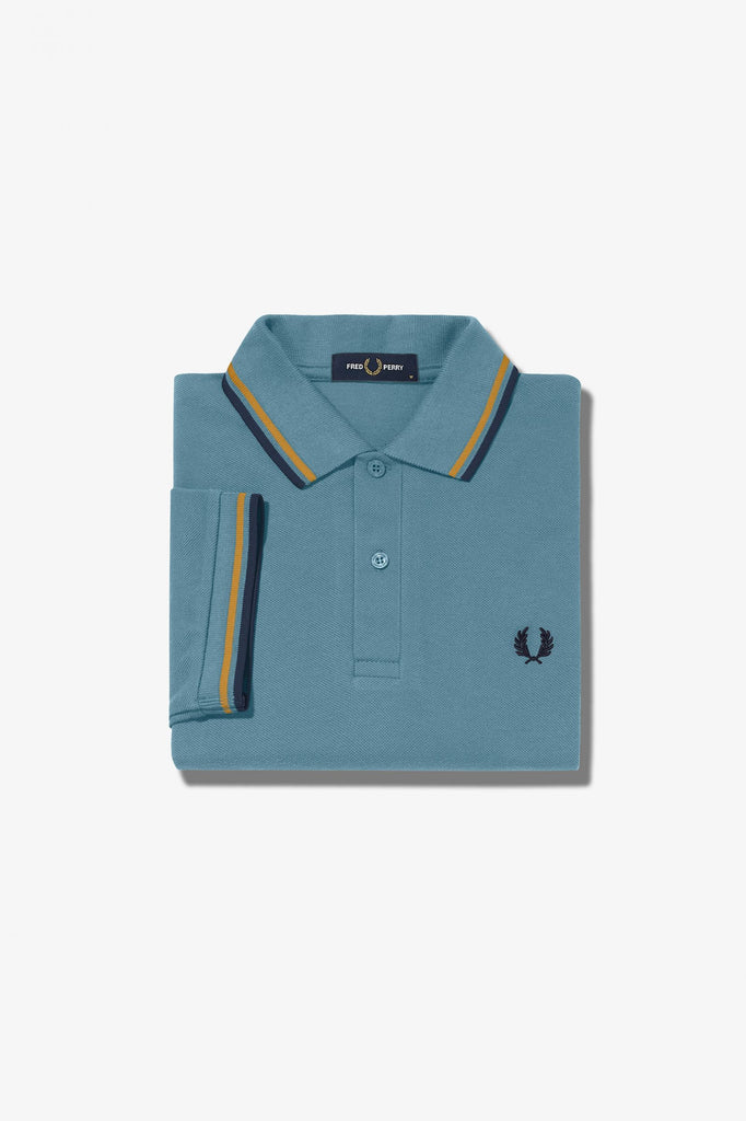 Twin Tipped Fred Perry Shirt in Ash Blue / Golden Hour / Navy-polo-Heroes