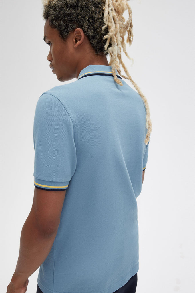 Twin Tipped Fred Perry Shirt in Ash Blue / Golden Hour / Navy-polo-Heroes