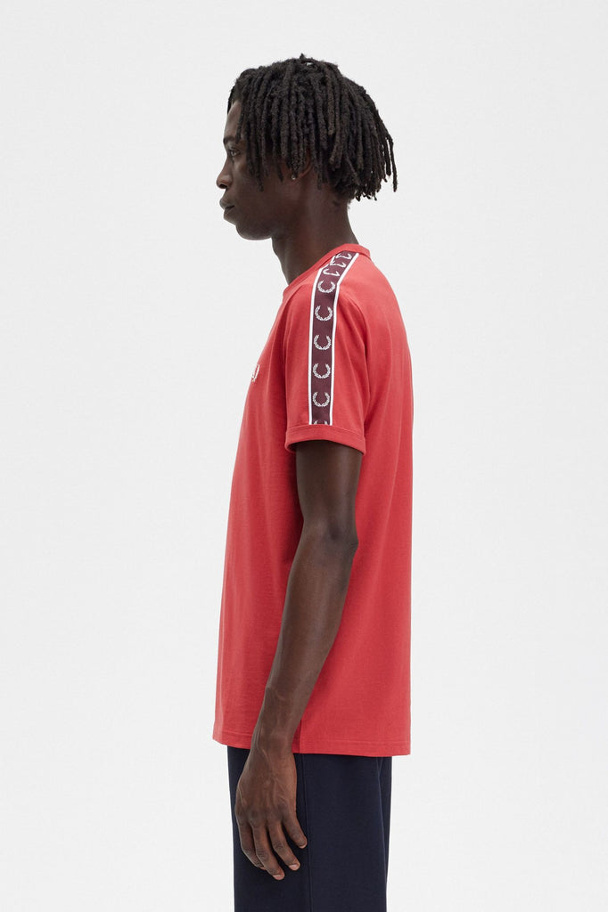 Contrast Tape Ringer T-Shirt in Washed Red-t shirts-Heroes