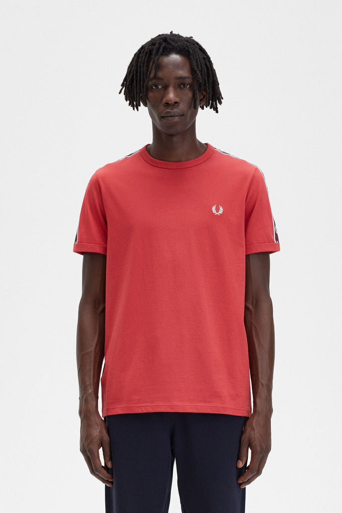 Contrast Tape Ringer T-Shirt in Washed Red-t shirts-Heroes