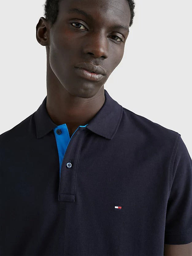 Contrast Placket Regular Fit Polo in Desert Sky-polo-Heroes