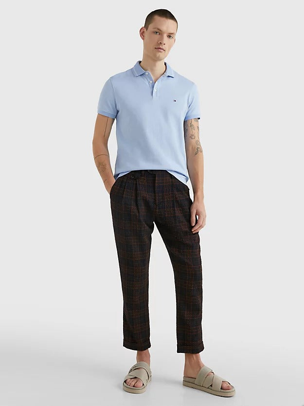 Tipped Mouliné Slim Fit Polo in Vessel Blue-polo-Heroes