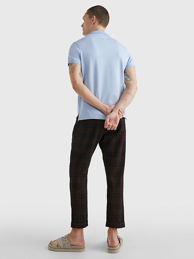 Tipped Mouliné Slim Fit Polo in Vessel Blue-polo-Heroes