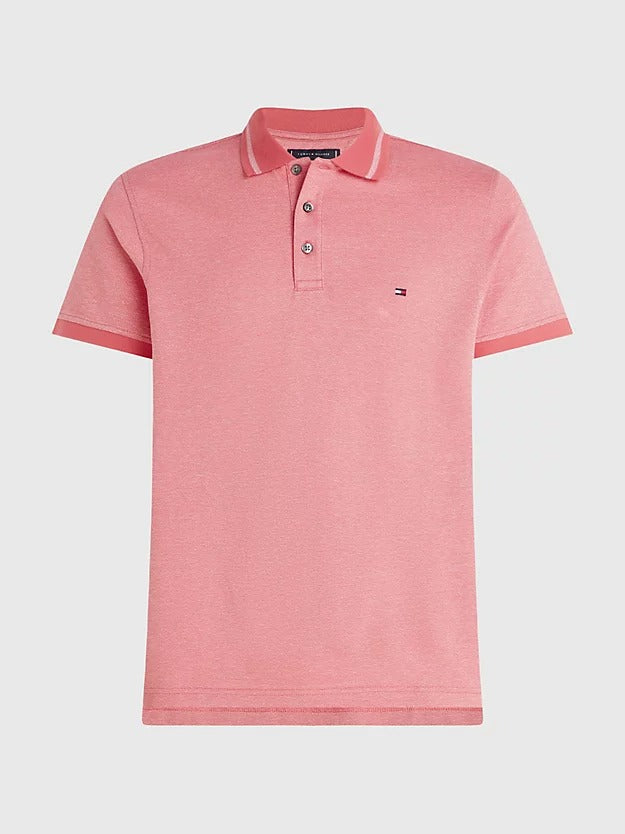 Tipped Mouliné Slim Fit Polo in Deep Crimson Fruit-polo-Heroes