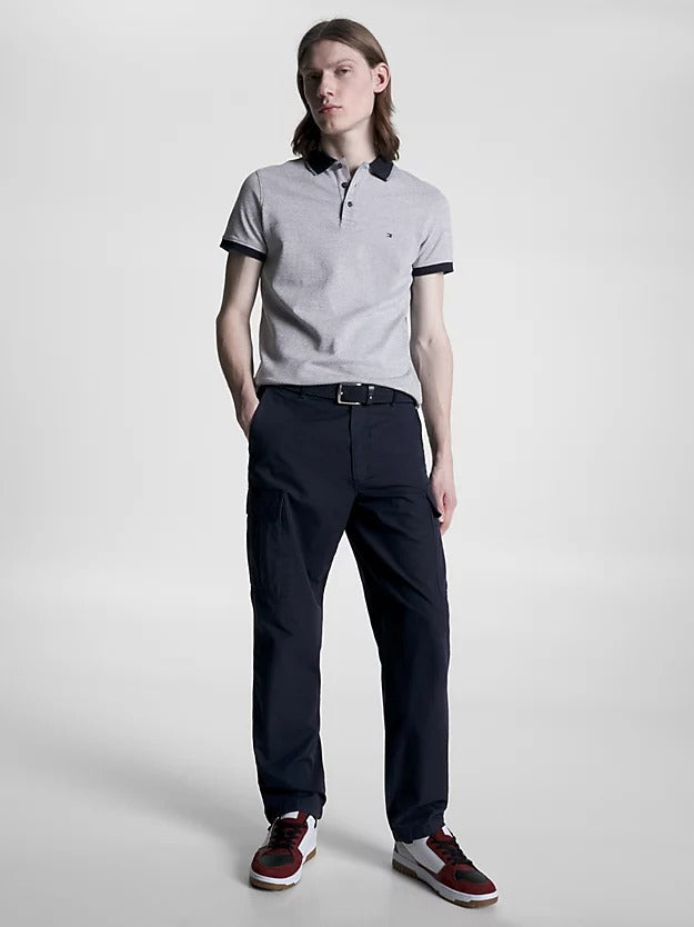 Mouliné Tipped Slim Fit Polo in Desert Sky Mouline-polo-Heroes