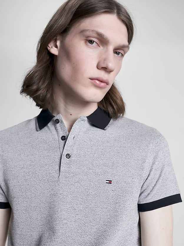 Mouliné Tipped Slim Fit Polo in Desert Sky Mouline-polo-Heroes