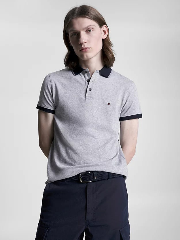 Mouliné Tipped Slim Fit Polo in Desert Sky Mouline-polo-Heroes