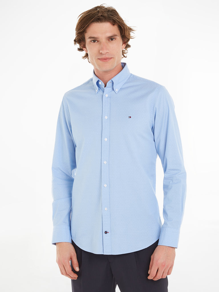 Flex Slim Fit Dobby Shirt in Blue-shirt-Heroes