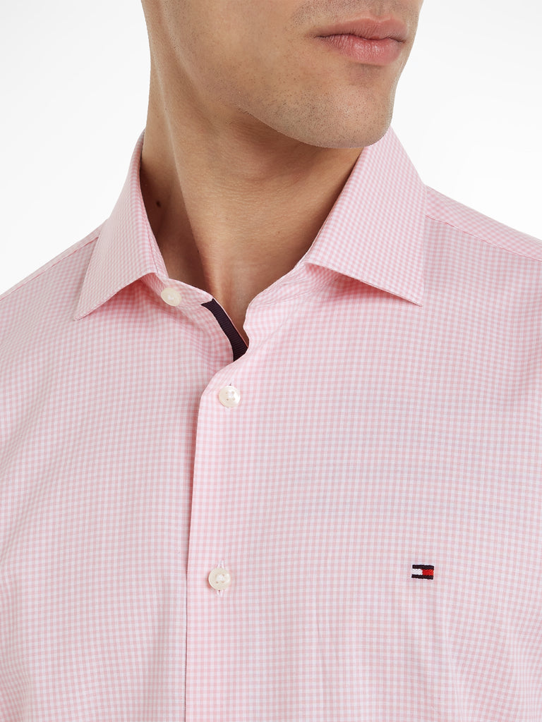 Mini Gingham Stretch Shirt in Pink-shirt-Heroes
