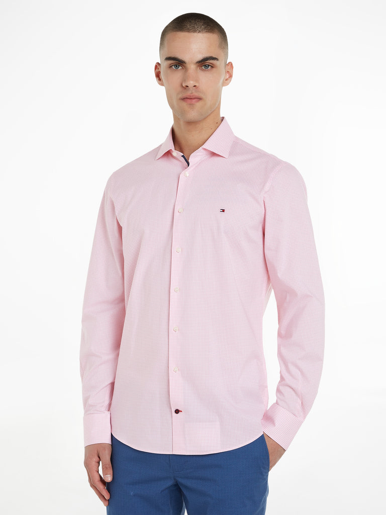 Mini Gingham Stretch Shirt in Pink-shirt-Heroes