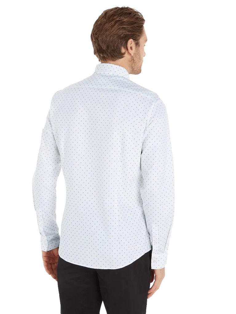 Poplin Square Print Slim Shirt in White-shirt-Heroes