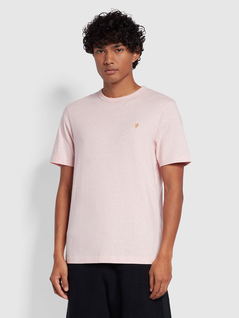 Danny Regular Fit Short Sleeve T-Shirt In Mid Pink Marl-t shirts-Heroes