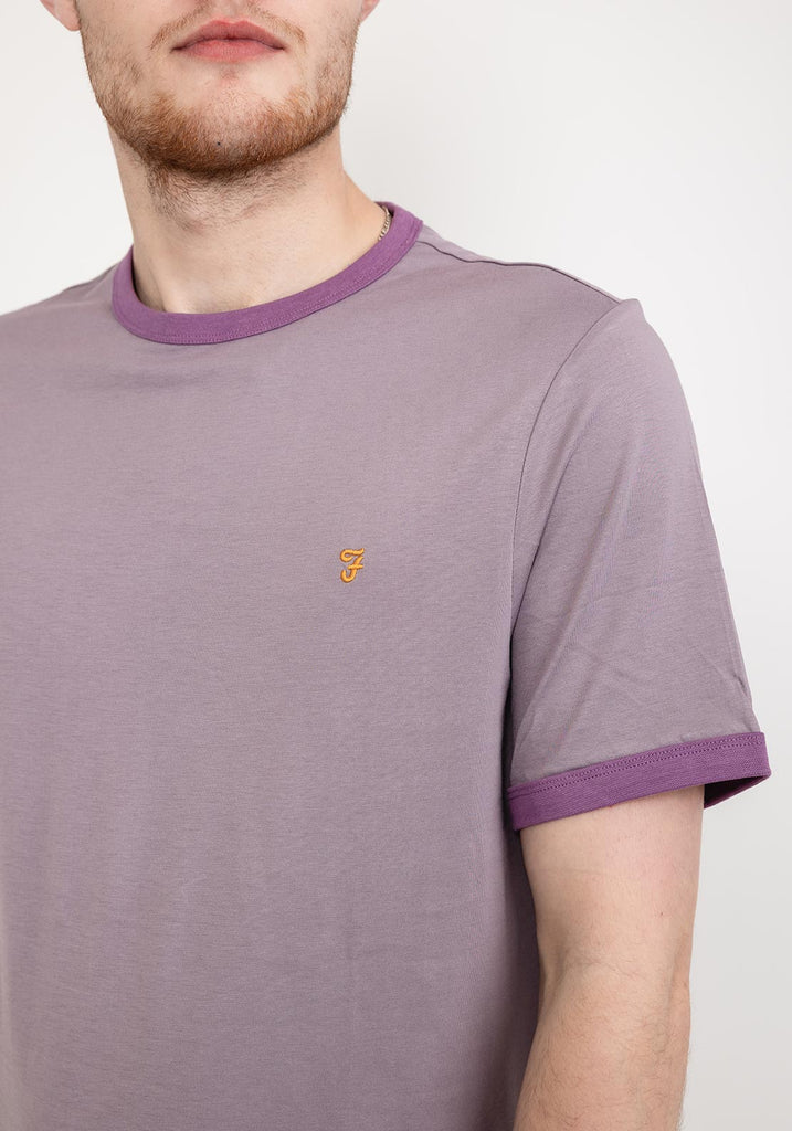 Groves Slim Fit Organic Cotton Ringer T-Shirt In Dusty Purple-t shirts-Heroes