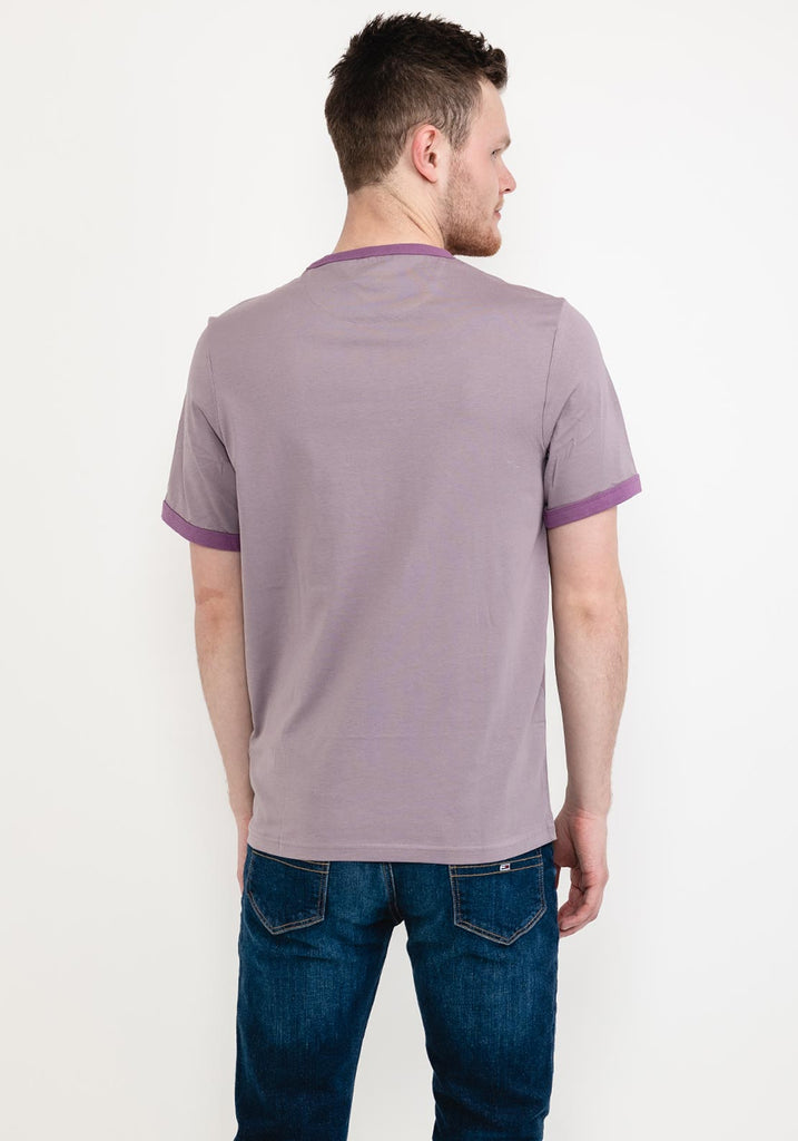 Groves Slim Fit Organic Cotton Ringer T-Shirt In Dusty Purple-t shirts-Heroes