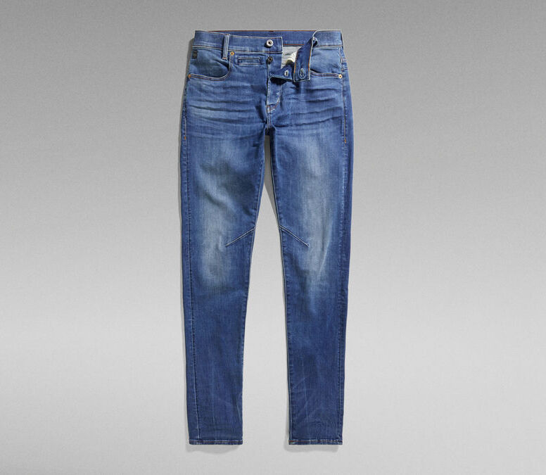 D-Staq 5-Pocket Slim Jeans in Medium Indigo Aged-jeans-Heroes