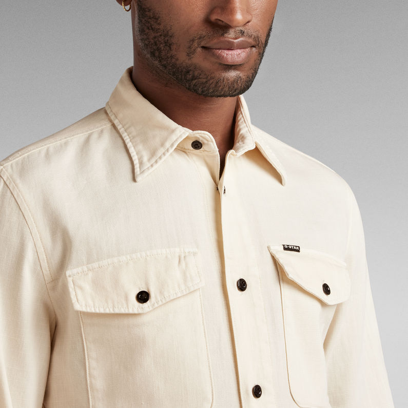 Marine Slim Shirt in Ecru-shirt-Heroes