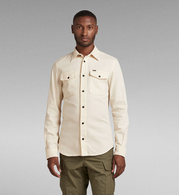 Marine Slim Shirt in Ecru-shirt-Heroes