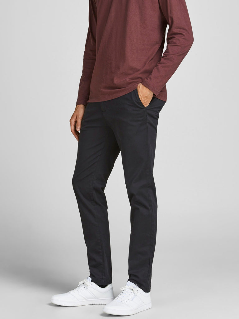 Marco Bowie Slim Fit Chinos in Black-jeans-Heroes