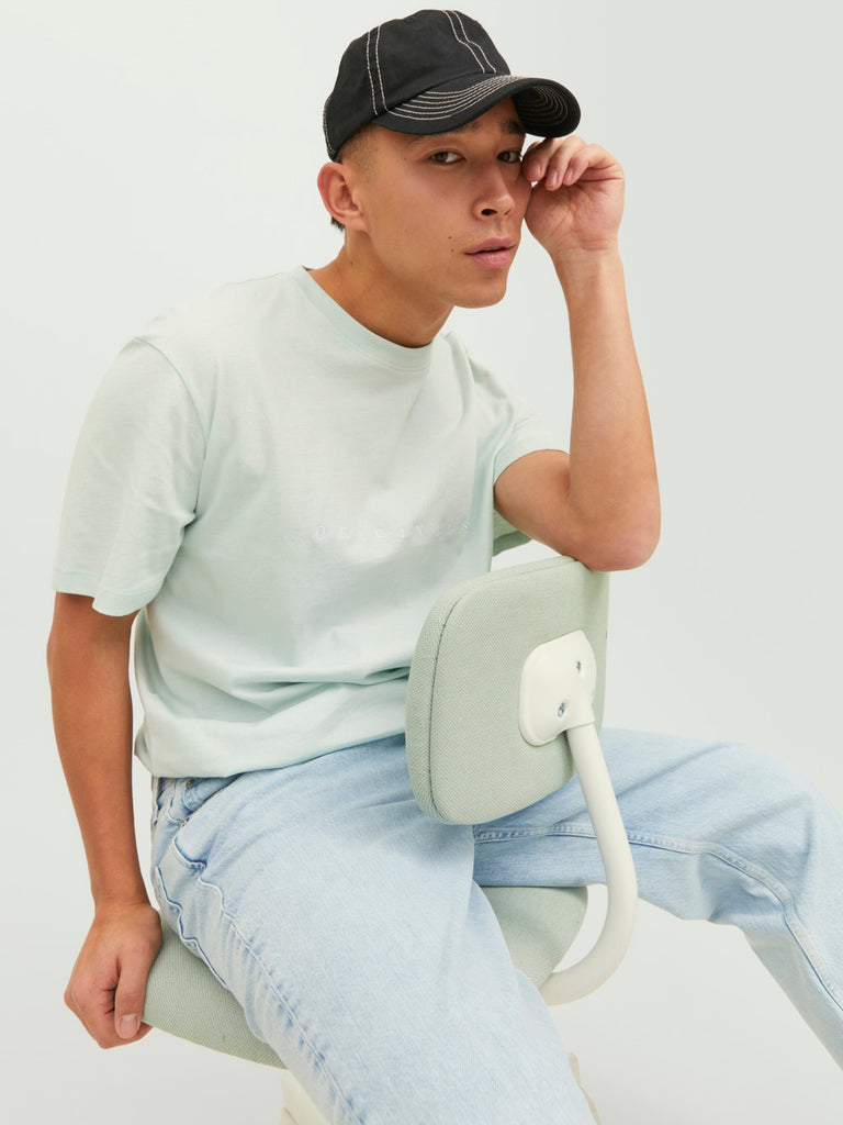 Regular Fit Logo Unisex T-Shirt in Pale Blue-t shirts-Heroes