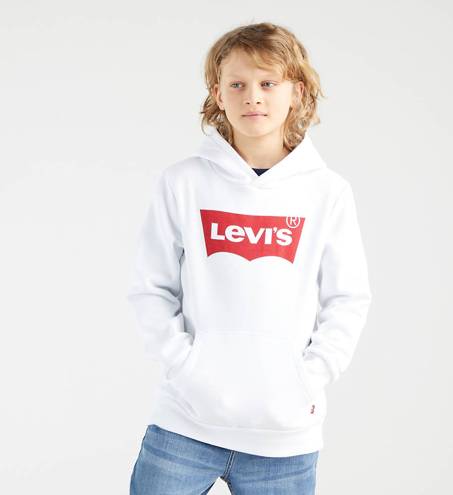 Levi Teen Batwing Screenprint Hoodie White-sweatshirts-Heroes