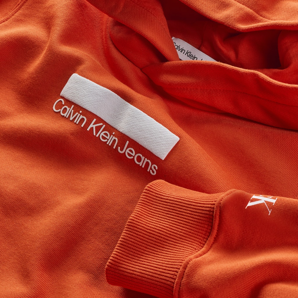 Calvin Klein Jeans Organic Cotton Hoodie Coral Orange-sweat-Heroes