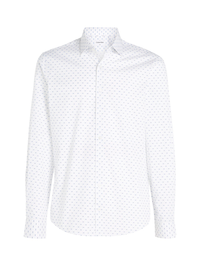 Printed Cotton Single-Cuff Shirt in Blue-shirt-Heroes