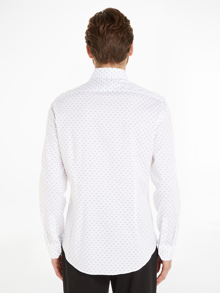 Printed Cotton Single-Cuff Shirt in Blue-shirt-Heroes