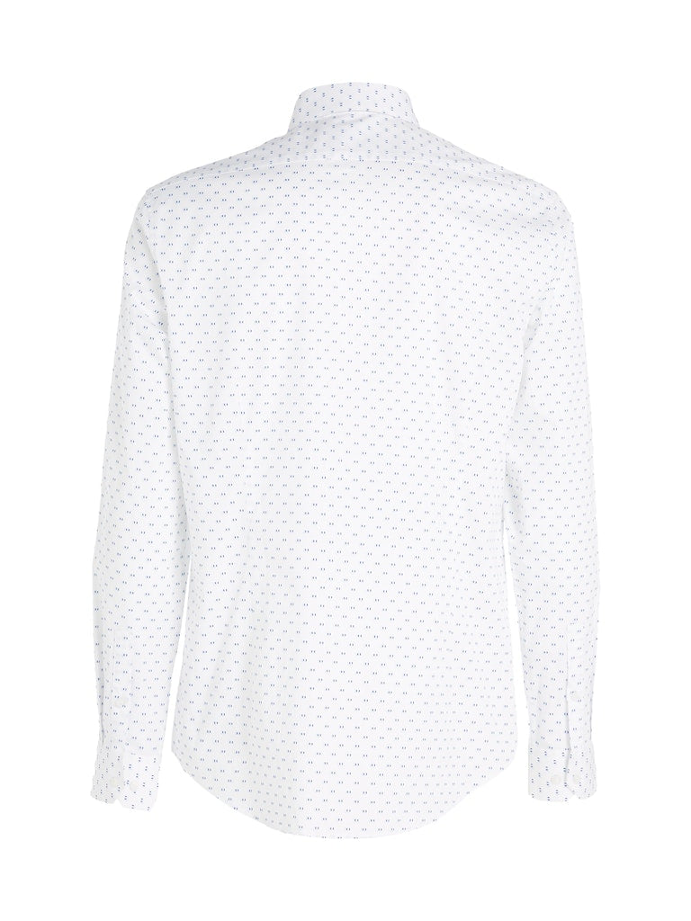 Printed Cotton Single-Cuff Shirt in Blue-shirt-Heroes