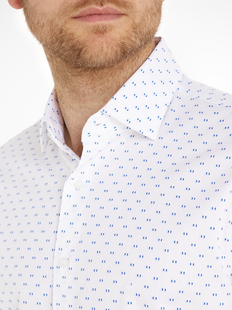 Printed Cotton Single-Cuff Shirt in Blue-shirt-Heroes