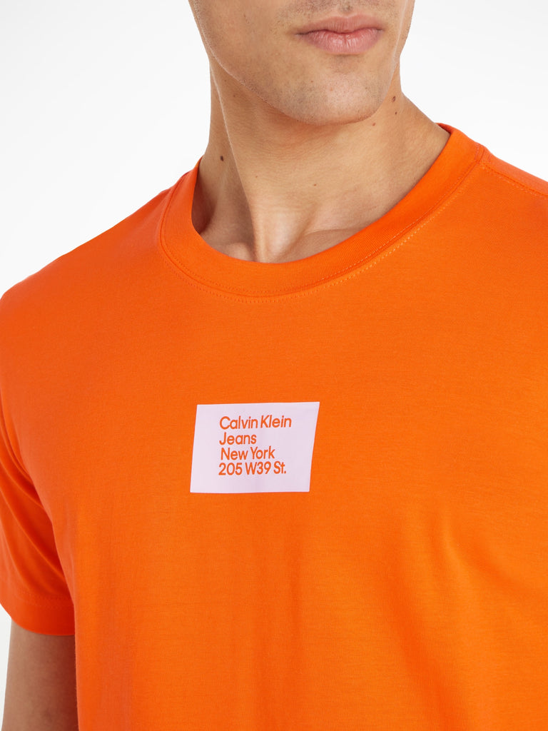 Calvin Klein Jeans Colored Address Small Box Tee Vibrant Orange-t-shirt-Heroes
