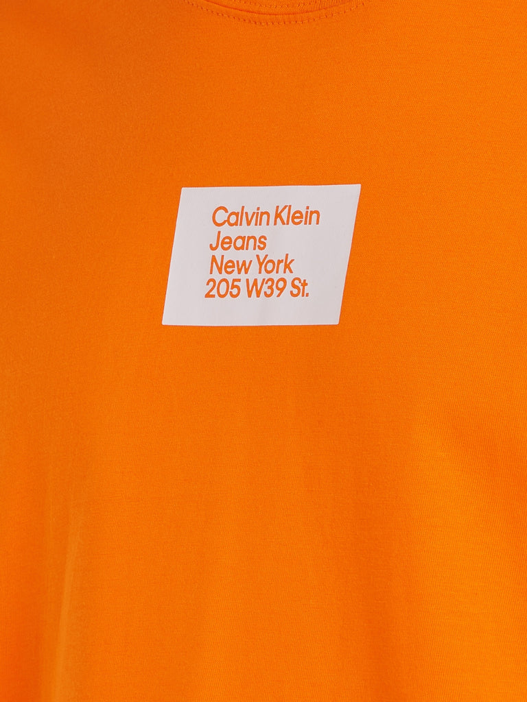 Calvin Klein Jeans Colored Address Small Box Tee Vibrant Orange-t-shirt-Heroes