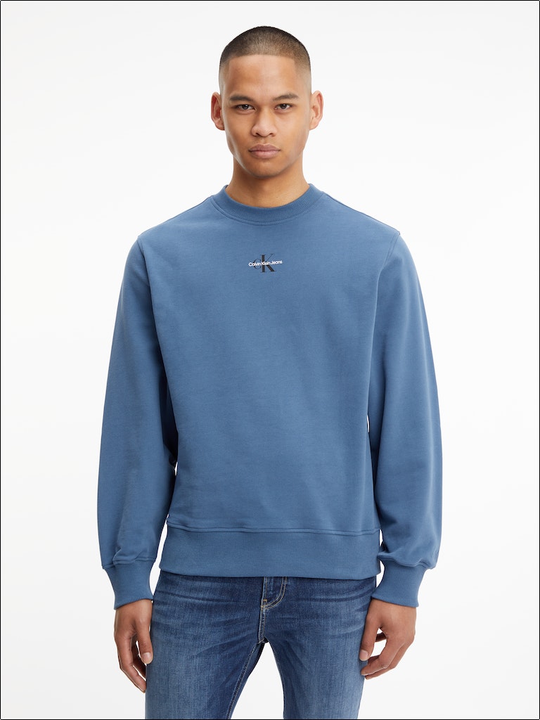 Calvin Klein Jeans Micro Monologo Crew Neck Sweat Aegean Sea-sweat-Heroes