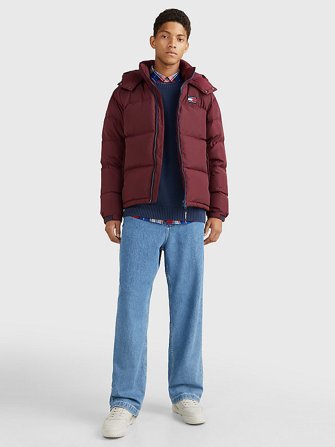 Tommy Hilfiger Alaska Casual Fit Hooded Puffer Jacket Deep Rouge-jacket-Heroes