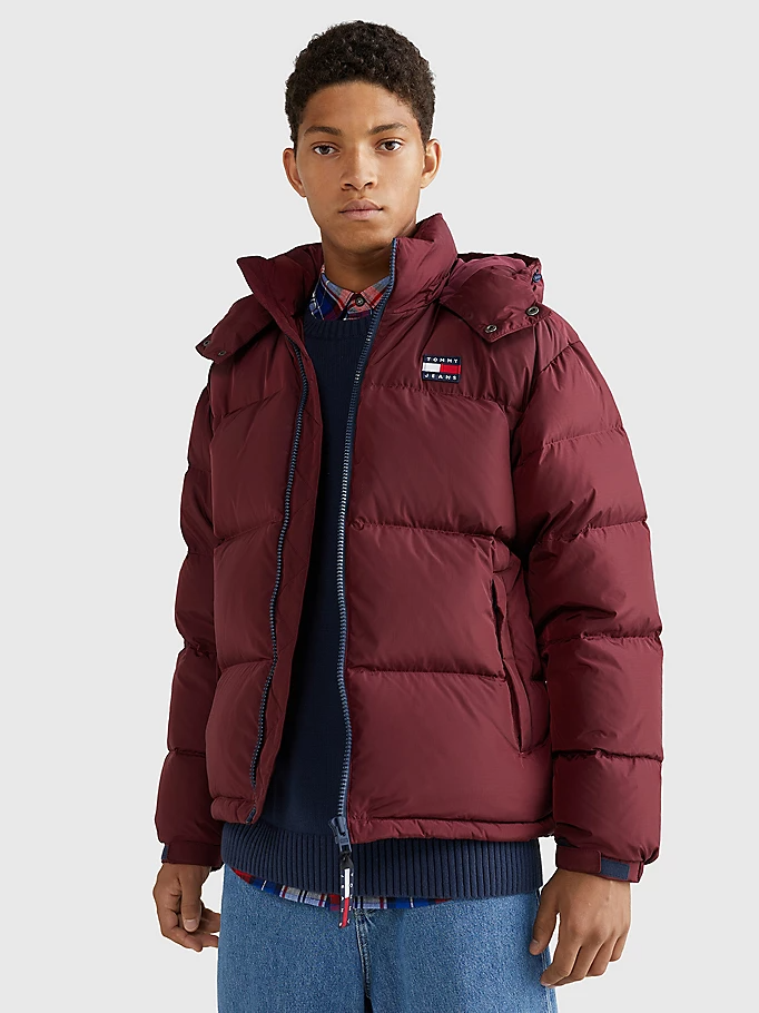 Tommy Hilfiger Alaska Casual Fit Hooded Puffer Jacket Deep Rouge-jacket-Heroes