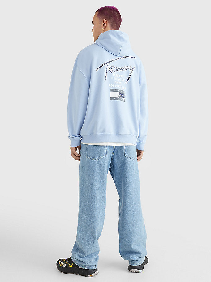 Tommy Jeans Relaxed Back Logo Terry Hoody Pearly Blue-t-shirt-Heroes