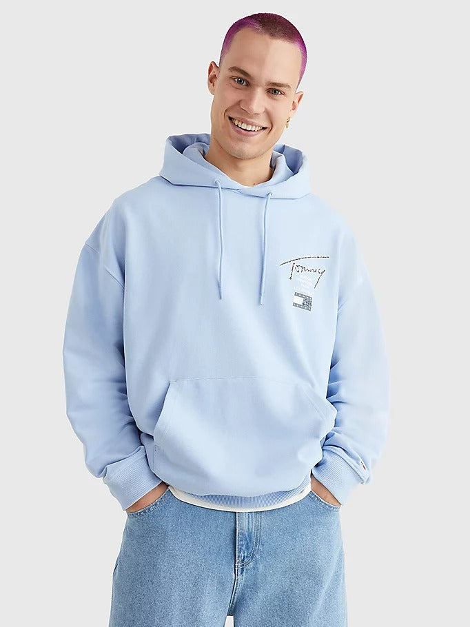 Tommy Jeans Relaxed Back Logo Terry Hoody Pearly Blue