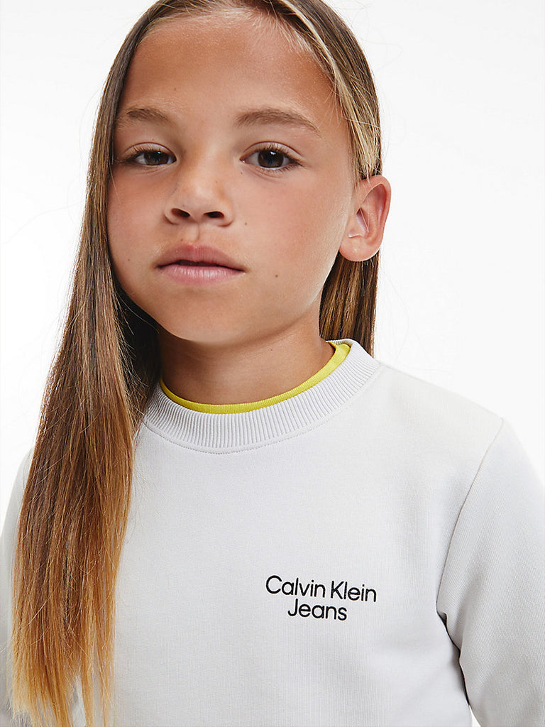 Calvin Klein Jeans Unisex Organic Cotton Terry Sweatshirt Stone Grey-sweat-Heroes