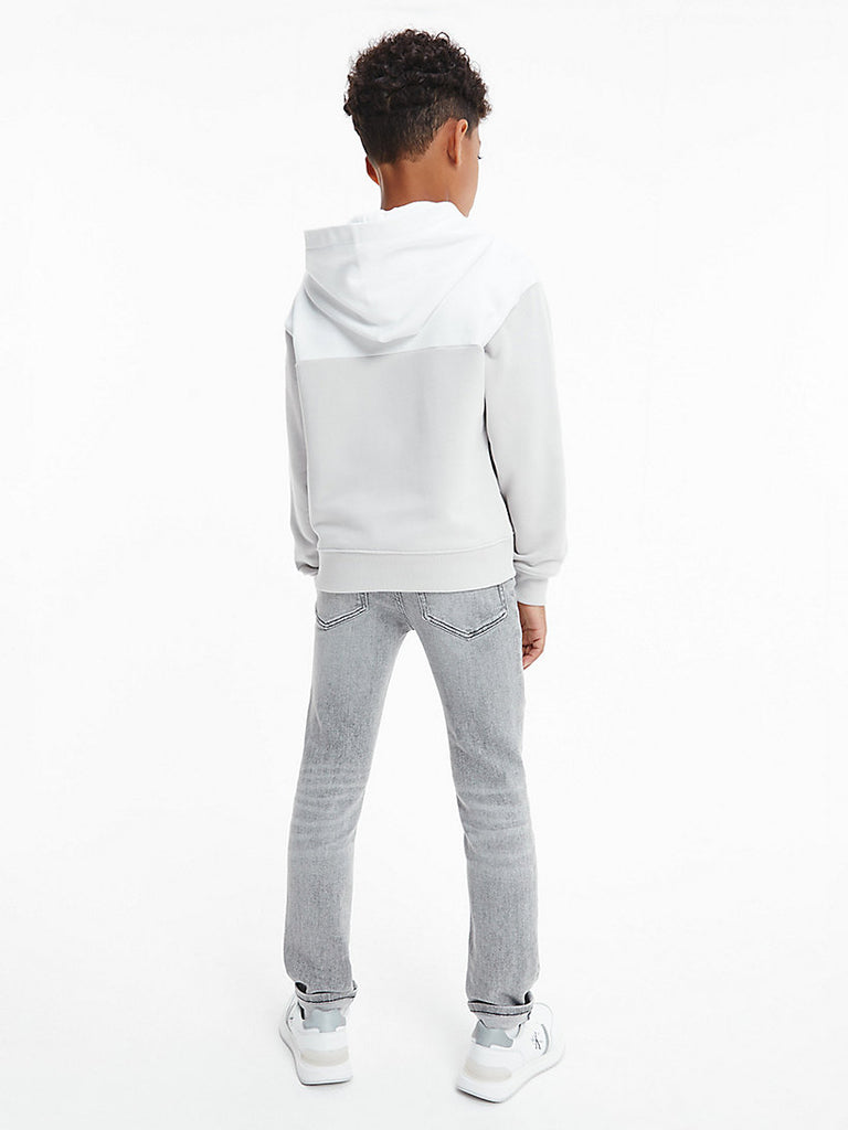 Calvin Klein Jeans Colourblock Logo Hoodie Stone Grey-sweat-Heroes