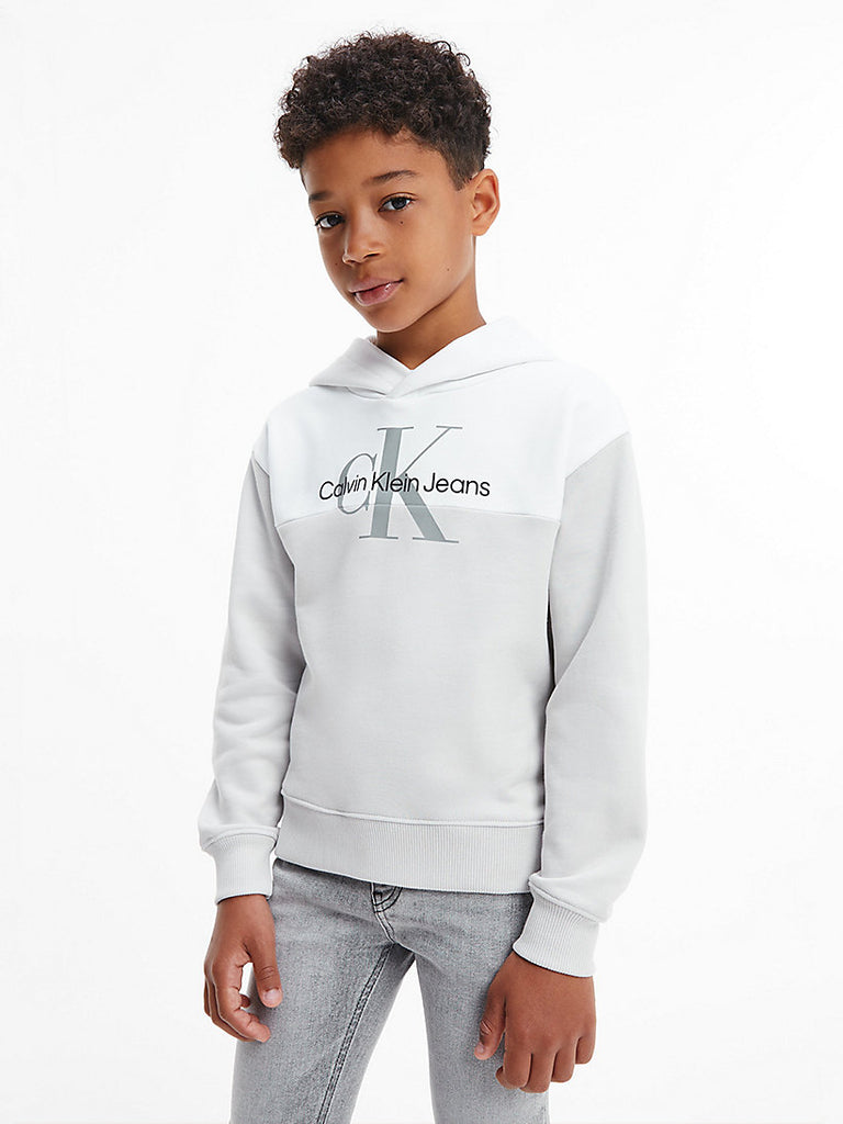 Calvin Klein Jeans Colourblock Logo Hoodie Stone Grey-sweat-Heroes