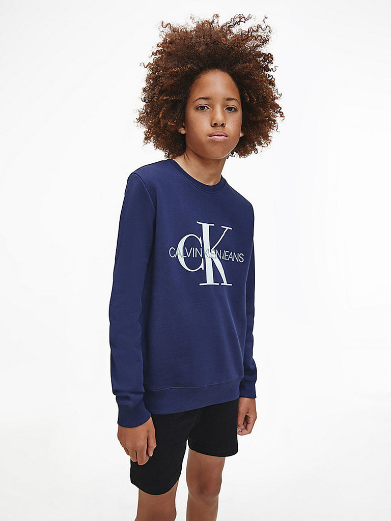 Calvin Klein Jeans Unisex Organic Cotton Logo Sweatshirt Peacoat-sweatshirts-Heroes